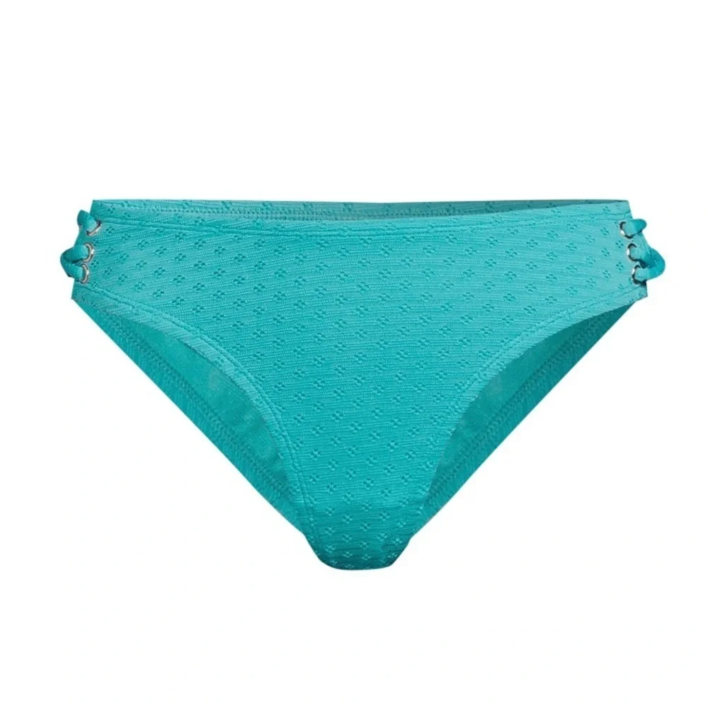 Time And Tru Womens Turquoise Low-rise Eyelet Bikini Bottoms Size XL 16-18